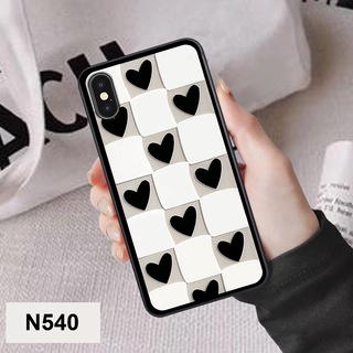 Ốp Iphone X / Xs / Xs max / Xr in hình trái tim caro đen trắng , hồng cute xinh xắn dễ thương