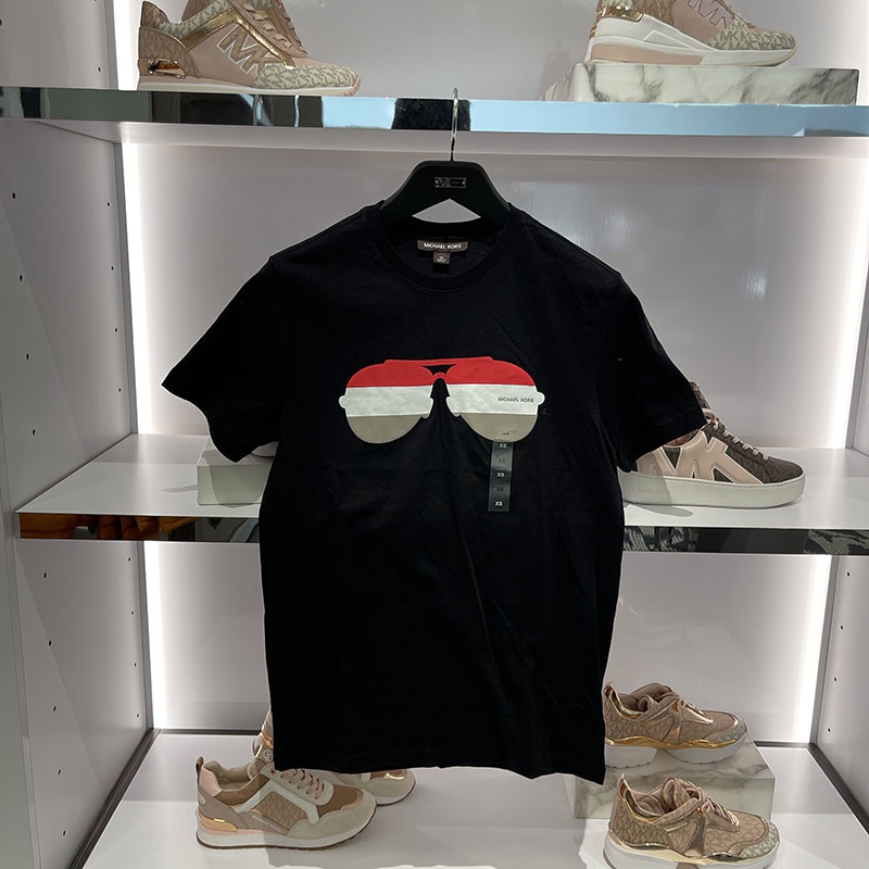 Áo Thun Tay Ngắn Cổ Tròn In Hình Mắt Kính new york Dabao Michael Kors / MK Cho Nam