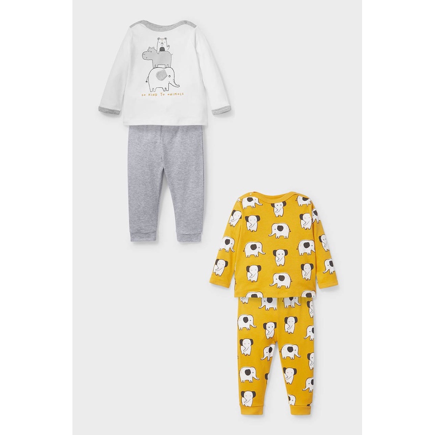 Bộ dài tay cho bé trai - Set 2 bộ cotton dài tay VOI vàng Hm cho bé trai size 1-6t