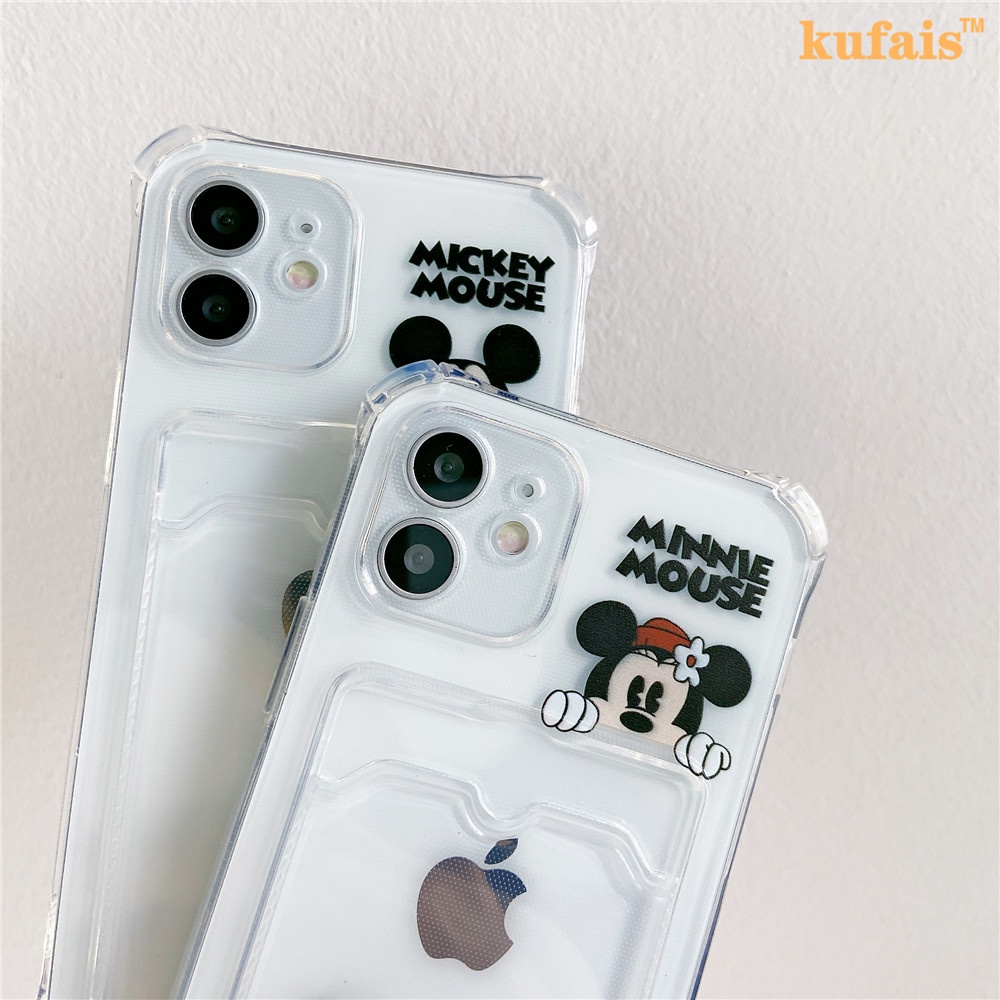 Ốp điện thoại trong suốt hình Mickey/ Minnie đáng yêu cho iPhone 12 Pro MAX 7 8 Plus X XR XS 11 Pro Max SE 2020