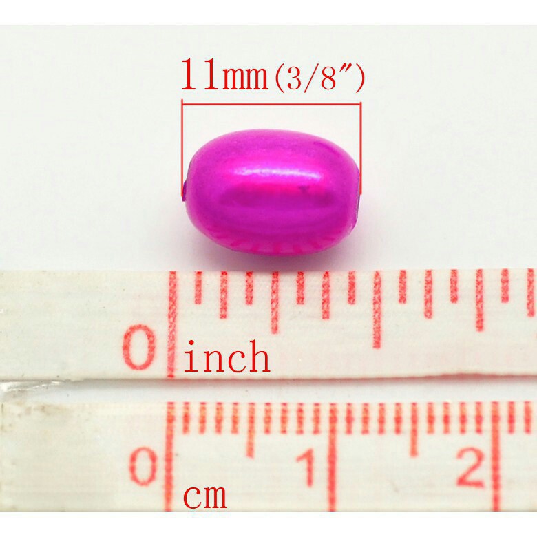 2 hạt xỏ oval (11x8mm) đa sắc màu Tráng Nhũ Bóng Cao Cấp làm Trang sức Thủ công tiện lợi