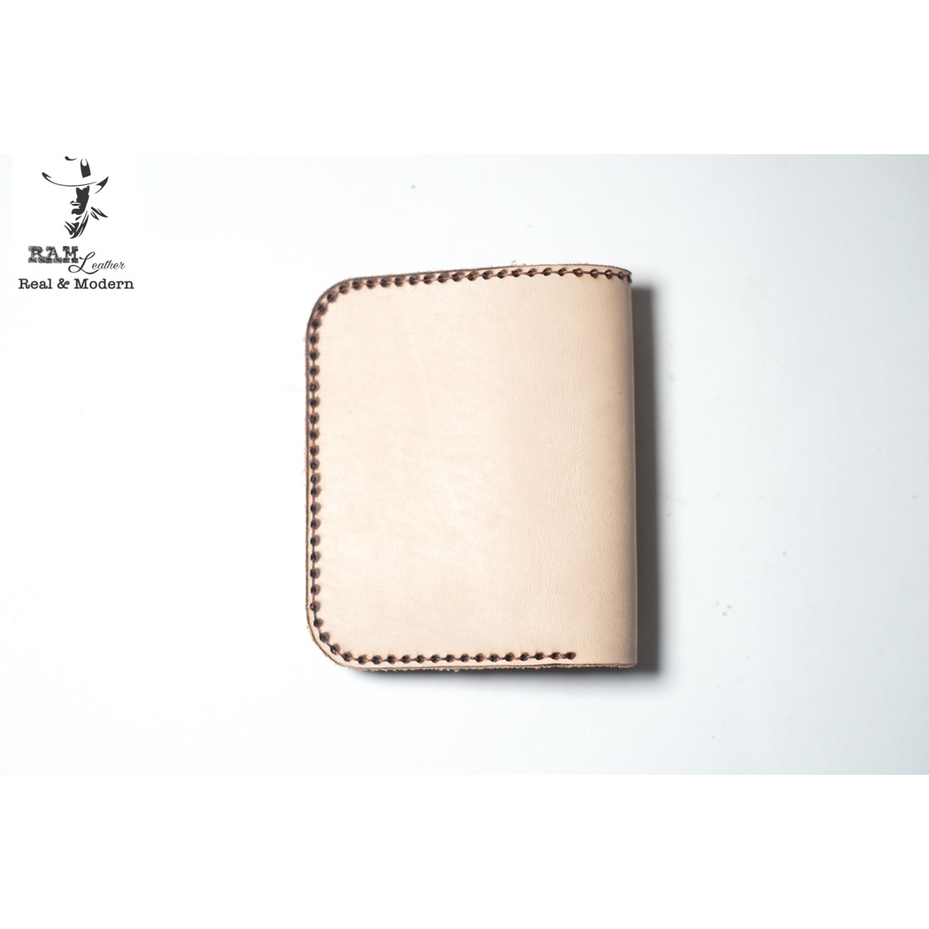 Ví nam da bò RAM Leather One Trống Đồng Việt Nam Da Bò Italia Vegtan Trắng