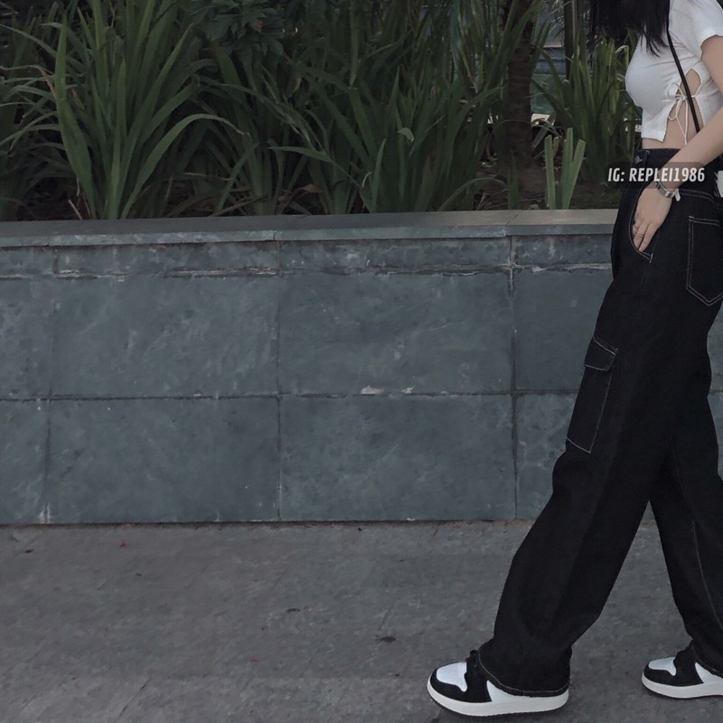 [ẢNH THẬT ĐỘC QUYỀN REPLEI1986] Quần jeans suông đen 230 | BigBuy360 - bigbuy360.vn