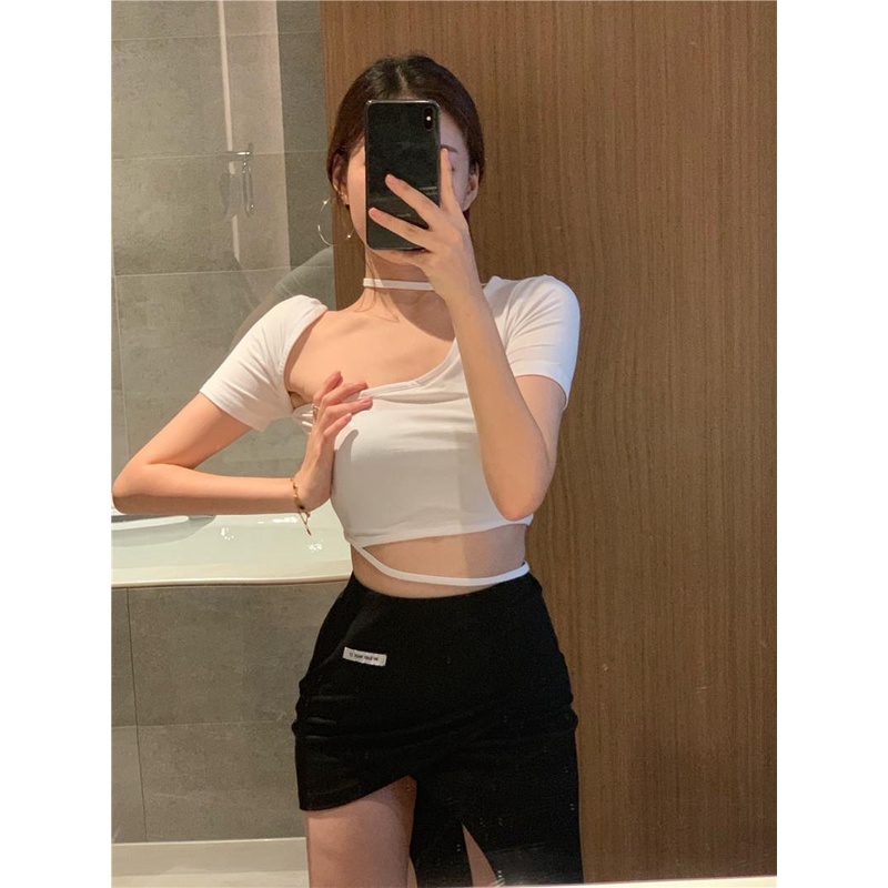 Áo croptop dây chéo body HAGA ngắn tay cotton mềm mịn charming girl ADEC39CT