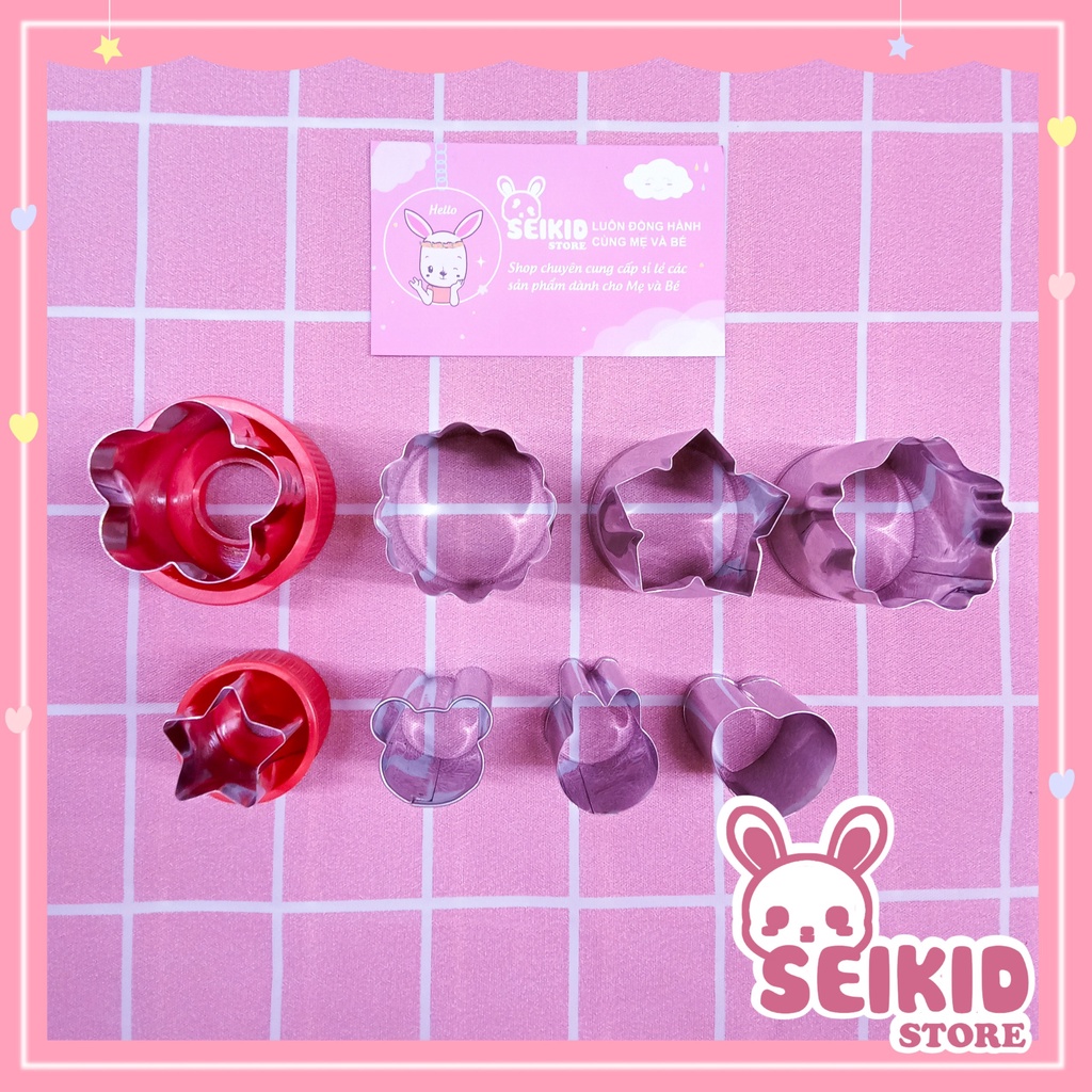 Bộ Dụng Cụ Cắt Tỉa Rau Củ Quả Inox 8 Món, Bộ Khuôn Cắt Tạo Hình Rau Củ Quả Seikid D3
