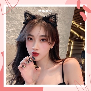 Bờm cài tóc tai mèo họa tiết ren sexy cao cấp Cài tóc quyến rũ MINALI