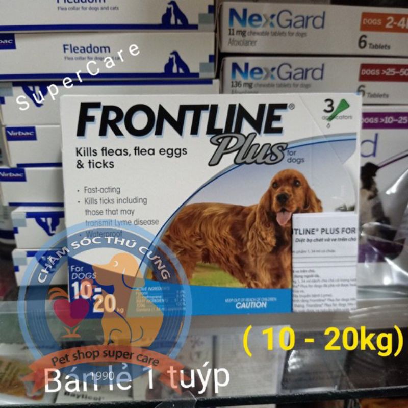 FRONTLINE Plus - 1 tuýp Nhỏ gáy TRỊ VE - BỌ CHÉT chó 10-20kg