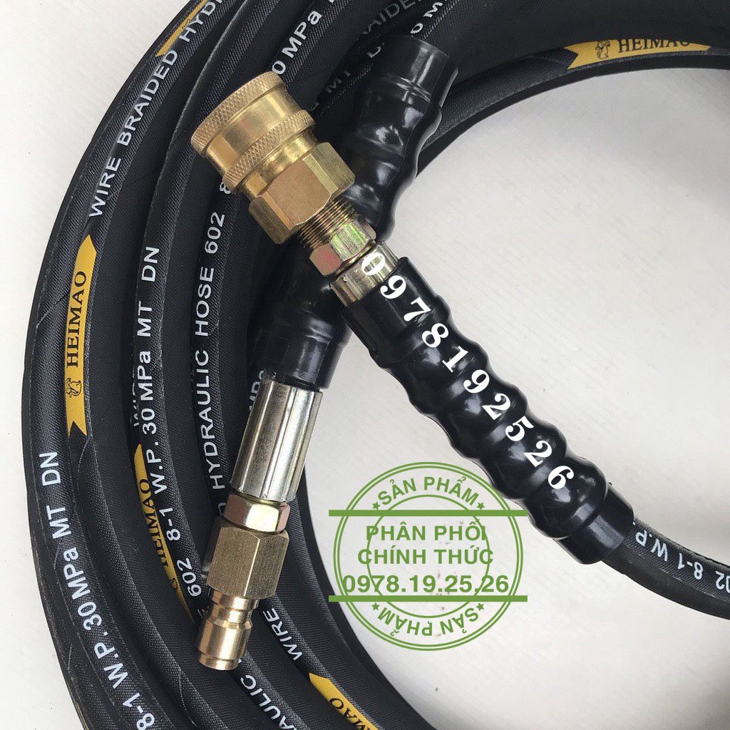 Dây Rửa Xe 1 Lớp Bố Thép Cao Áp 20M + Tặng Kèm Khớp Nối Nhanh