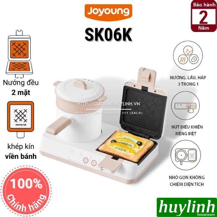 [Mã ELHAMS5 giảm 6% đơn 300K] Máy nướng bánh - làm đồ ăn sáng 2 trong 1 Joyoung SK06K-GS950