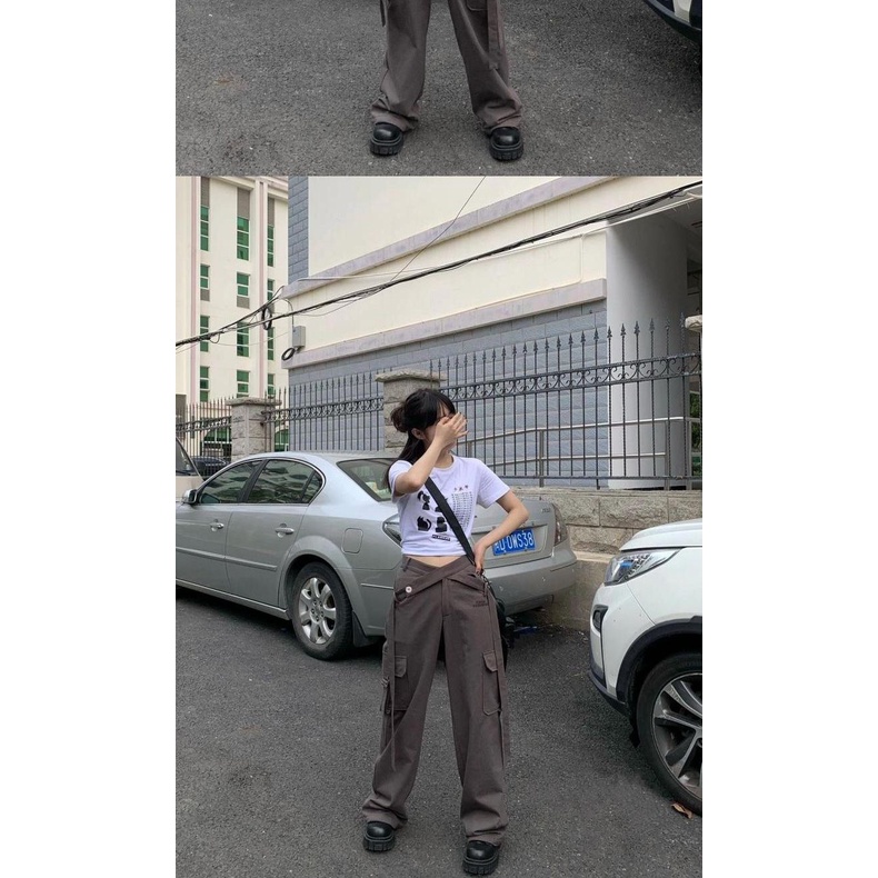 Quần Yếm Zhuangji Mỏng Dáng Rộng Cột Dây Kiểu Retro Mỹ Thời Trang Mùa Hè Cho Nam Và Nữ