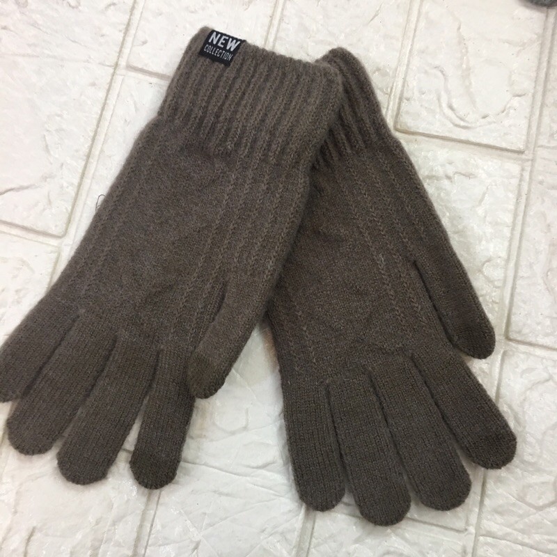 Găng Bao Tay Len Lông Cừu Dành Cho Nam Dày Ấm Đơn Giản Có Cảm Ứng Điện Thoại