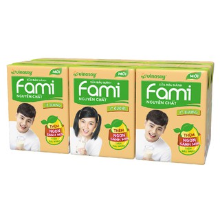 Sữa đậu nành Fami nguyên chất/ canxi lốc 6 hộp x 200ml