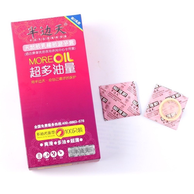 Bao cao su BANBENT More oil 001 siêu mỏng, nhiều gel hộp 100 bcs, gia đình siêu tiết kiệm