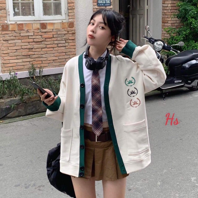 Áo cadigan viền xanh HSU1