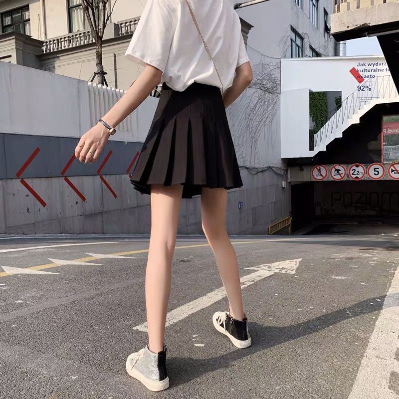 Chân váy COZOKC xếp ly lưng cao kiểu dáng đơn giản hợp thời trang