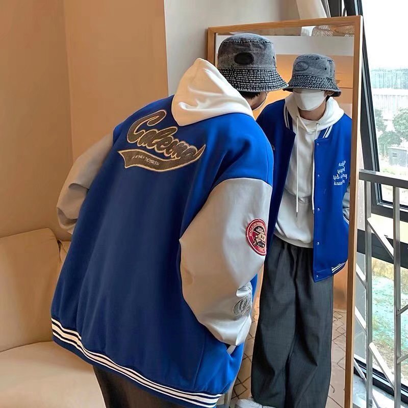 Áo Khoác Bóng Chày Dáng Rộng Dài Tay Hàng Nút Đơn Trẻ Trung Nam Tính