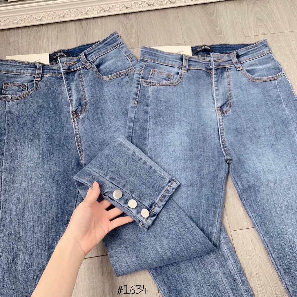 Quần jean nữ nút kiểu 2 màu lưng cao co giãn kèm hình thật | BigBuy360 - bigbuy360.vn