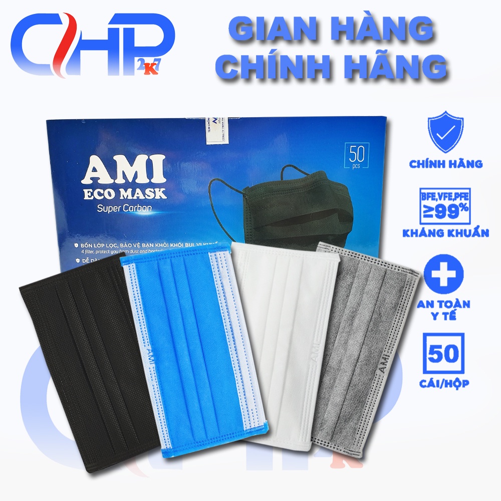 Hộp khẩu trang y tế Ami đủ 4 màu chuẩn hãng