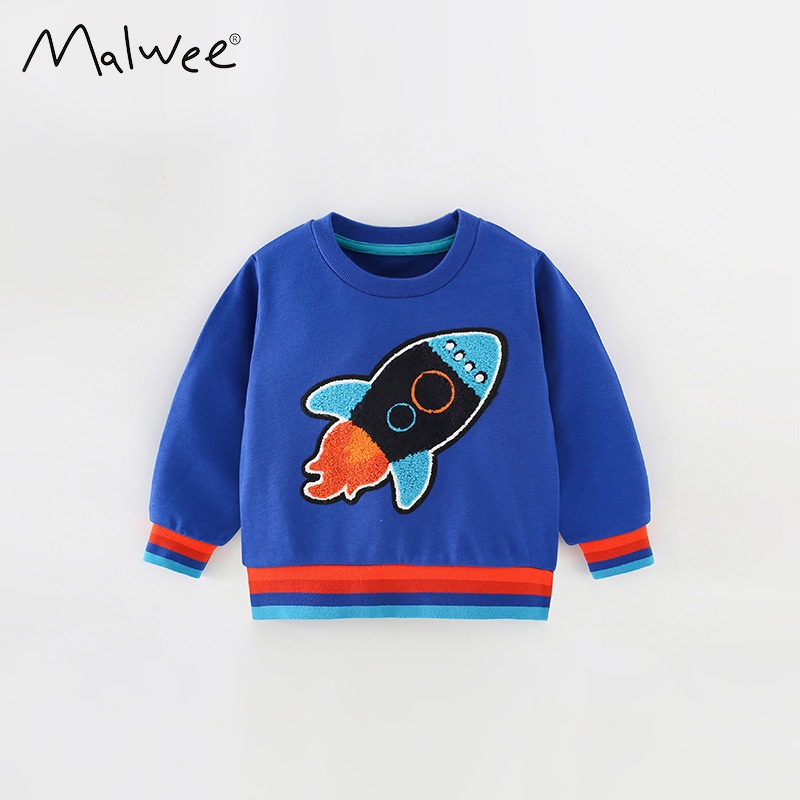 Mã 7670 áo len da cá bo gấu mầu xanh dương thêu đắp của Malwee cho bé trai