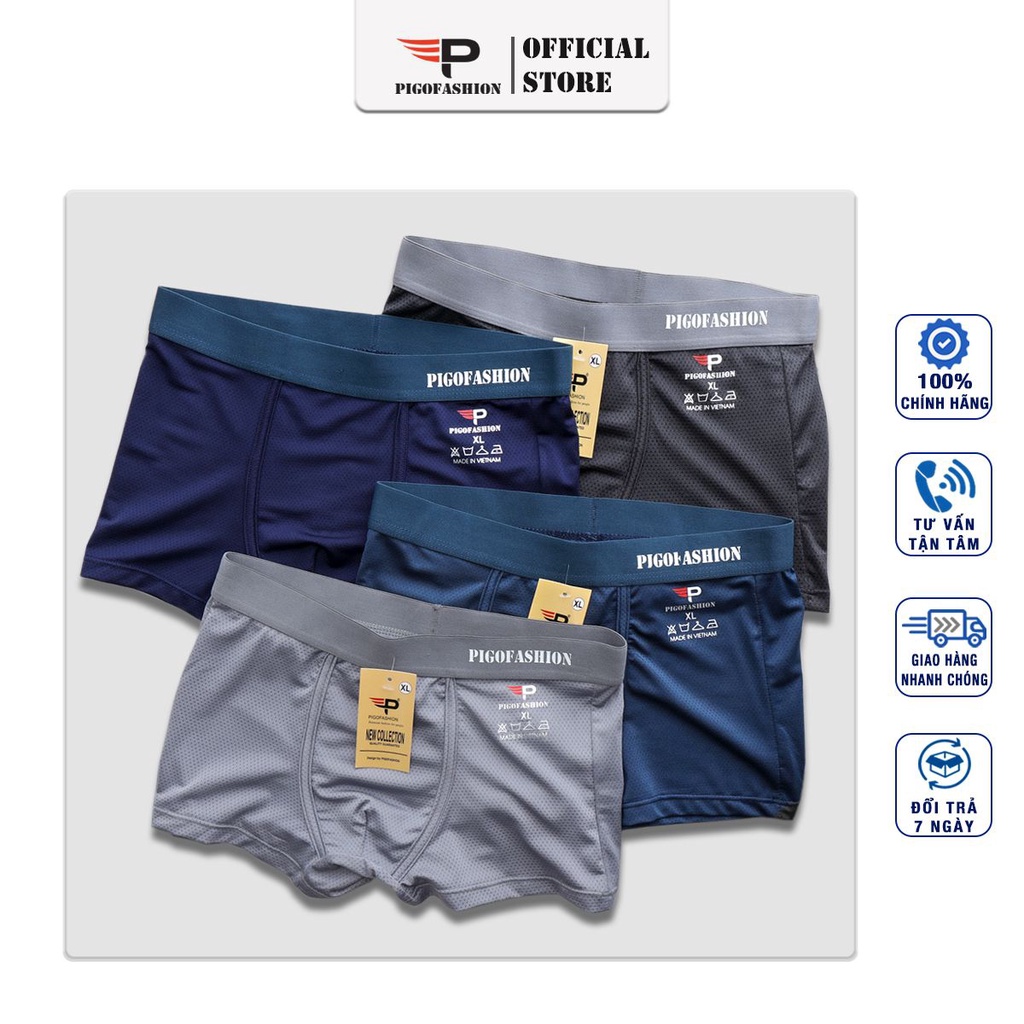 Bộ 4 quần boxer nam với lưới thông hơi thun mềm mịn thoáng mát SPMQLBX04 - PigoFashion