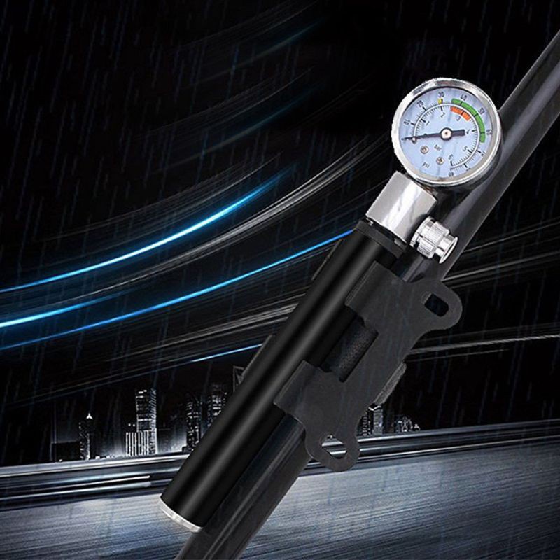 Ống Bơm Xe Đạp Mini Áp Suất Cao Có Đồng Hồ Đo Áp Suất Lốp Xe Đạp