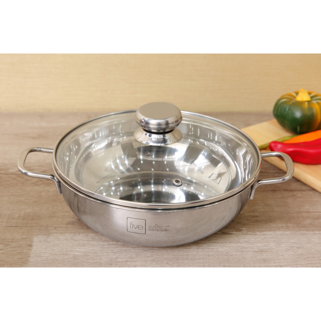 Bộ nồi xửng hấp Fivestar Standard inox 430 nắp kính 3 đáy dùng được bếp từ, hồng ngoại  24cm , 26cm,28cm(BẢO HÀNH 5 NĂM)