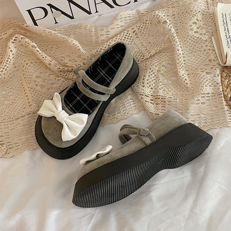 Giày Mary Jane Đế Dày Đính Nơ Bằng Da Phong Cách Nhật Bản Thời Trang Mùa Hè 2022