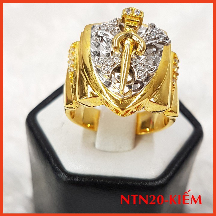 Nhẫn nam vàng chất liệu Titan khắc hình kiếm siêu hot cực bền màu