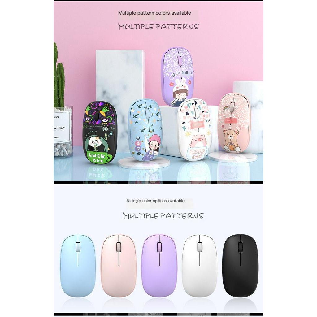 Elec Space Mới Chuột Không Dây 2.4g / bluetooth 5.0 Hoạt Hình Đáng Yêu Cho Máy Tính