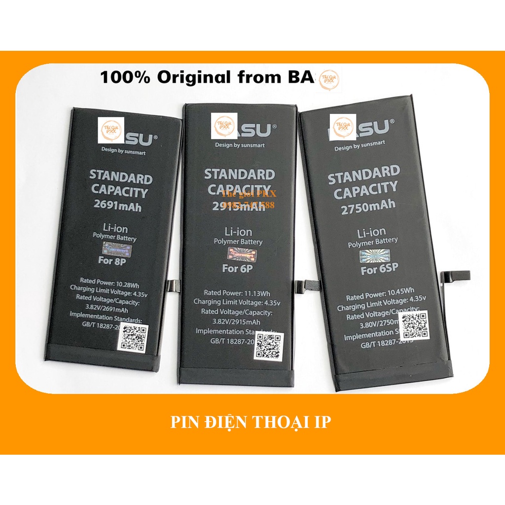 Pin IP5/5s/6/6s/6+/6s+/7/7+/8/8+/X/XSMax BASU tiêu chuẩn xuất khẩu EU