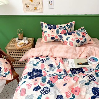 Set chăn ga gối cotton hoa kẻ