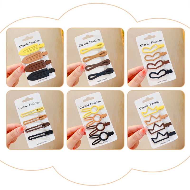 Set 4 Kẹp Tóc Nhiều Màu Sắc Dễ Thương Phong Cách Hàn Quốc Cho Bé Gái