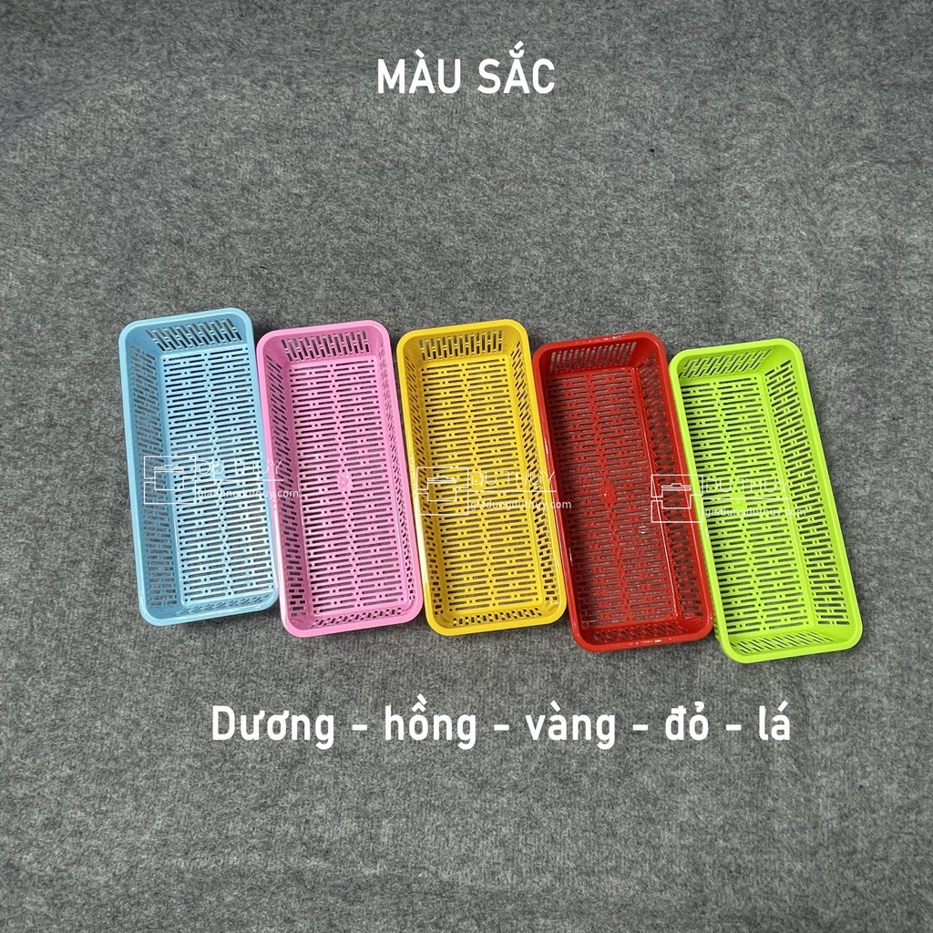 Rổ Nhựa Chữ Nhật Dài Nhiều Màu Đựng Bút Viết, Đựng Vật Dụng Dài Nhiều Màu Với 4 Kích Thước, Nhựa PP Chính Phẩm, Bền Đẹp | BigBuy360 - bigbuy360.vn