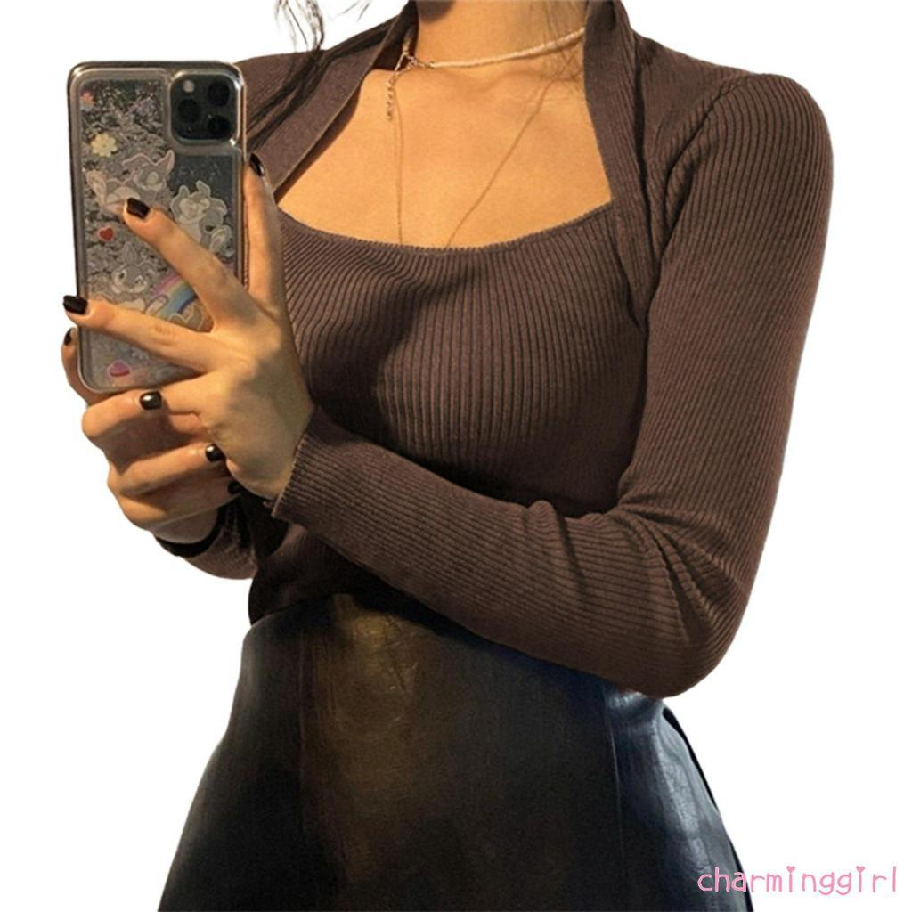 Áo Dệt Kim Nữ Tay Dài Màu Trơn Thời Trang