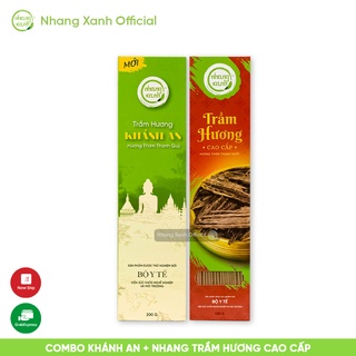 [COMBO 2 HỘP] Nhang Trầm Hương Khánh An 30cm - Hộp 200gr và Nhang Trầm Cao Cấp - Hộp 100gr