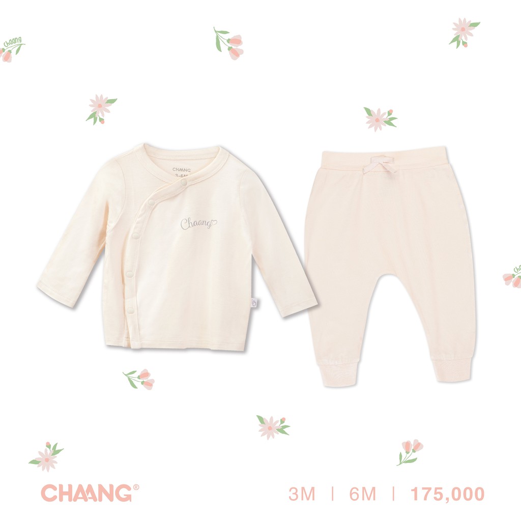 Bộ dài cúc chéo SUMMER hồng phấn, quần áo, phụ kiện, đồ sơ sinh Chaang cotton an toàn cho bé