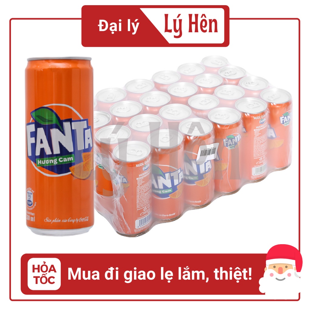 Nước Ngọt Có Gas Fanta Hương Cam Soft Drink Lon 330ml Date Luôn Mới