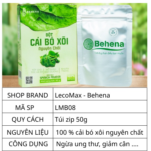 Bột cải bó xôi kale behena nguyên chất sấy lạnh ăn dặm Lecomax LMB08