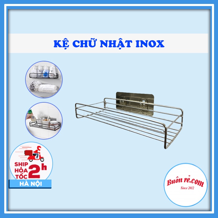 Kệ nhà tắm INOX Chữ Nhật Dán Tường Tiện Lợi, Giá Để Đồ Phòng Tắm, Nhà Bếp, Đa Năng Kèm miếng dán - br01453