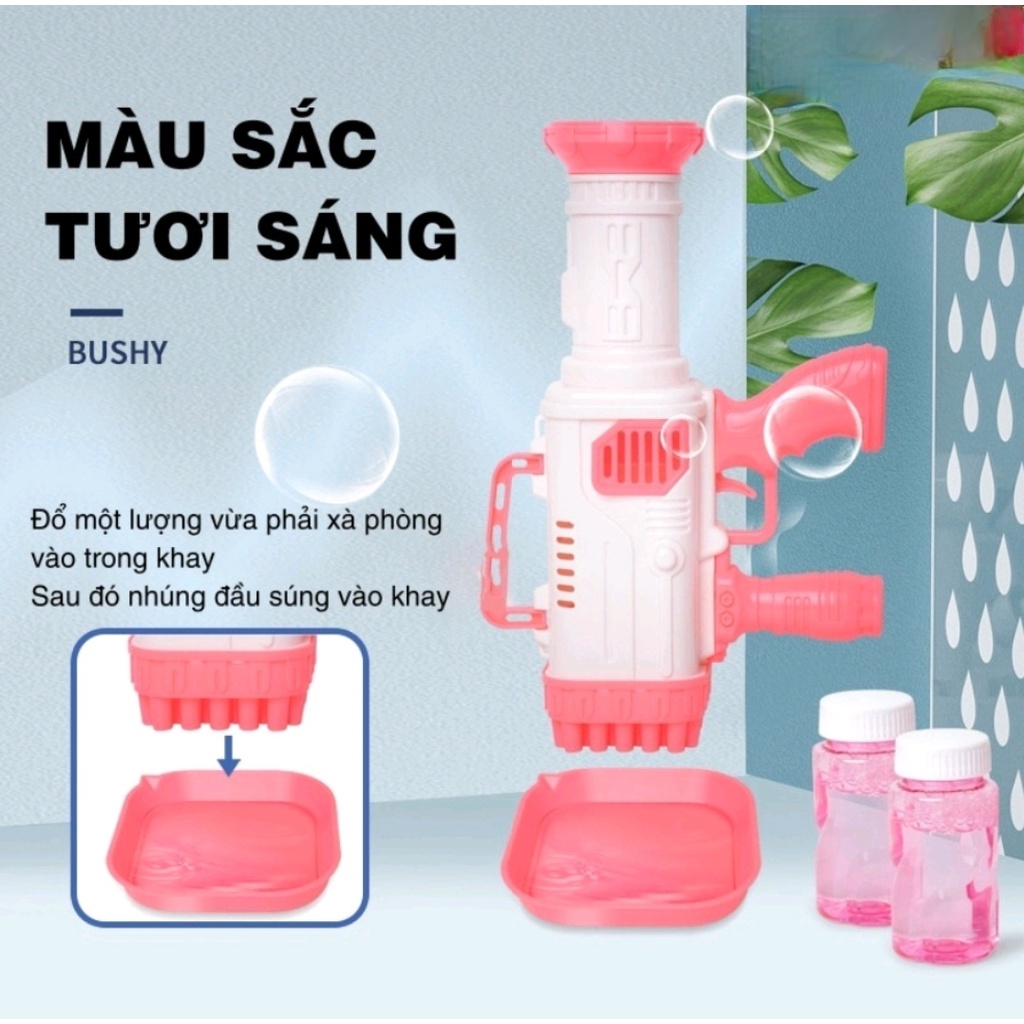 [ Tặng kèm 4 Pin] Súng bắn bong bóng xà phòng , súng phun bong bóng 32 nòng nhiều màu an toàn cho bé