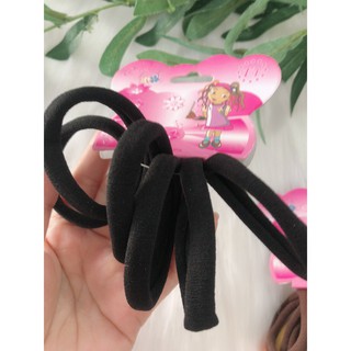 set 6 thun cột tóc trơn dễ xài, chất mịn và dai, độ co giãn tốt.