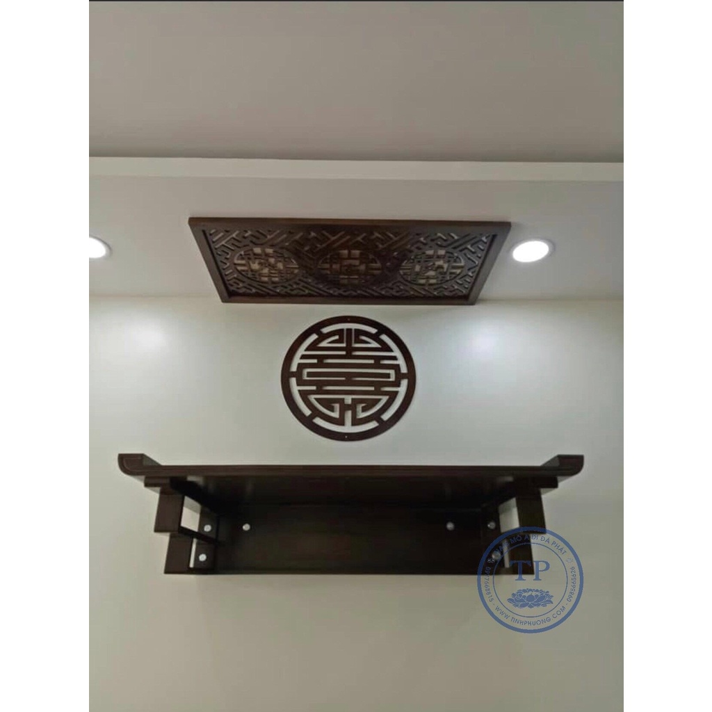 Tấm trang trí ốp lưng bàn thờ chữ Thọ màu nâu đậm - Đồ thờ cúng phong thủy Tịnh Phương