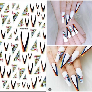 Miếng dán móng tay 3D nail sticker hình lá bài - Ann933233