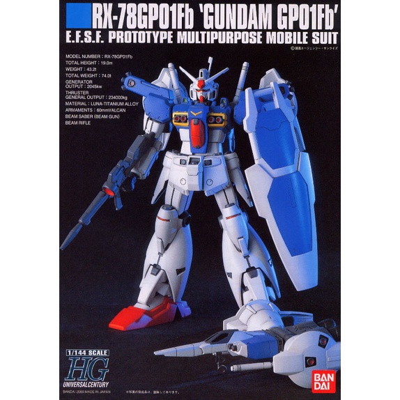 1/144 Bộ đồ chơi lắp ráp gundam HG UC RX-78 GP01Fb