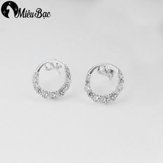 Bông tai nữ miêu bạc tròn chất liệu bạc s925 phụ kiện trang sức nữ b400596