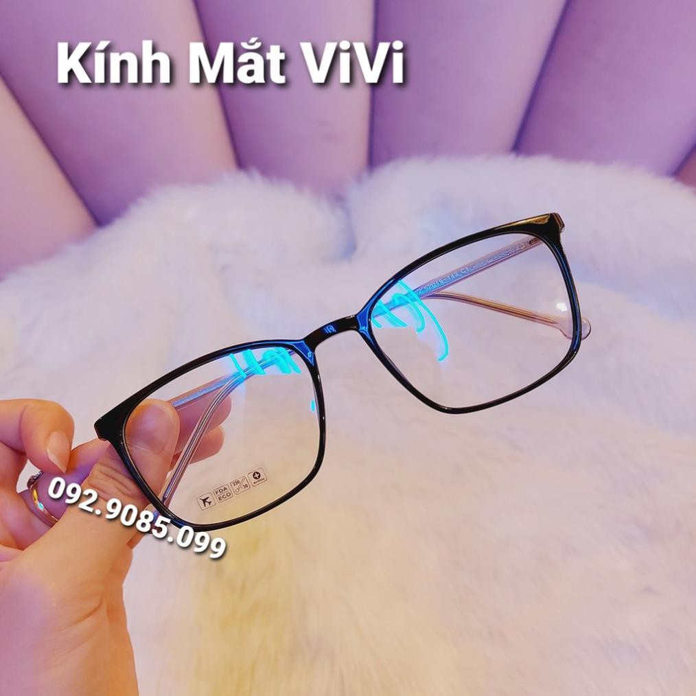 Gọng kính cận dẻo vuông cốt kim loại - Kính thời trang 0 độ