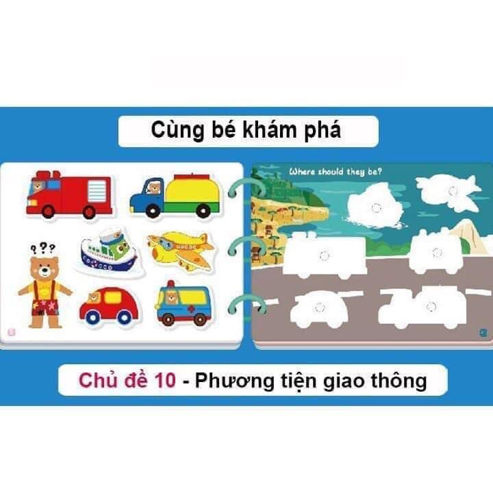 Bộ BÓC DÁN, GHÉP HÌNH 3D 17 chủ đề - bé rèn luyện tư duy và nhận biết(34 trang)- Hàng loại 1