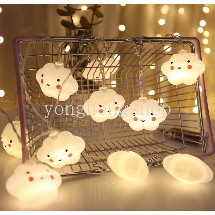Dây Đèn LED 10 Bóng Hình Trăng Sao Đám Mây Dễ Thương Sáng Tạo Trang Trí Tiệc