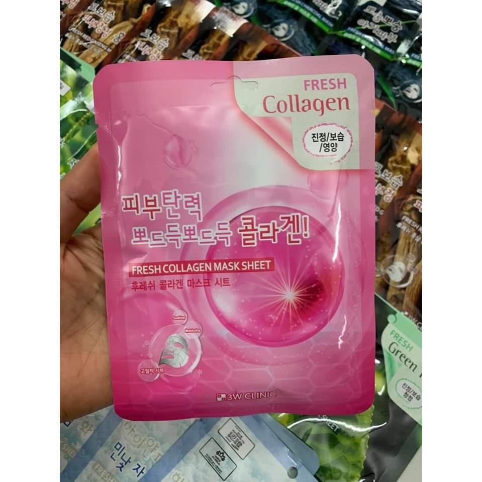 [Đắp là Mê - Hàng Nhập Khẩu] Mặt nạ giấy - Mặt nạ dưỡng da chiết xuất từ Collagen 3W Clinic Hàn Quốc 23ml