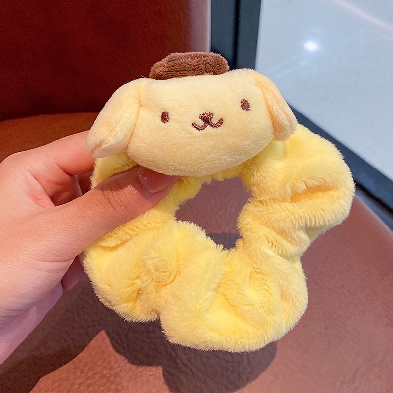 Dây Buộc Tóc Cao Su Bọc Vải Lông Hình Búp Bê Sanrio Dễ Thương Thời Trang Thu Đông